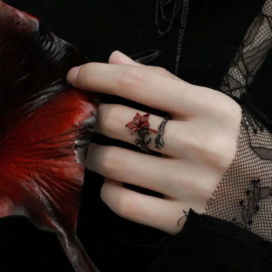 Mandala Pattern Gothic Ring For Women Dark Aesthetic Y2K Punk Style